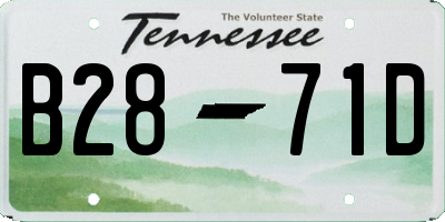 TN license plate B2871D