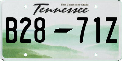TN license plate B2871Z
