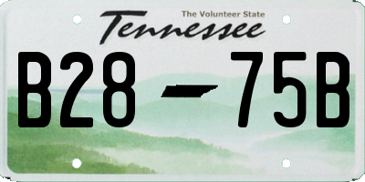 TN license plate B2875B
