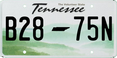 TN license plate B2875N