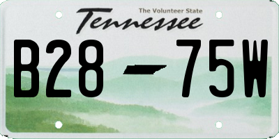 TN license plate B2875W