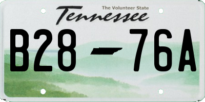 TN license plate B2876A