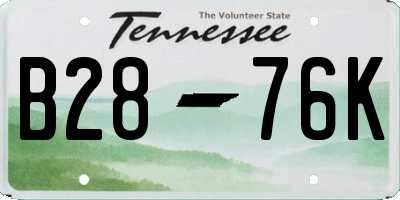 TN license plate B2876K