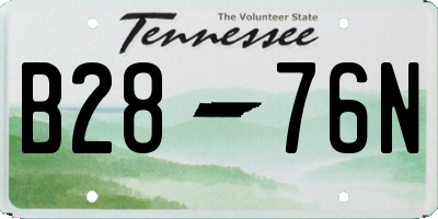 TN license plate B2876N