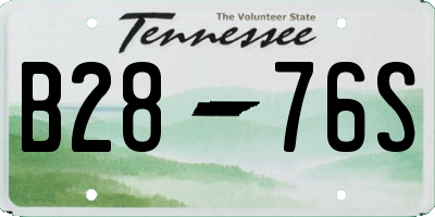TN license plate B2876S