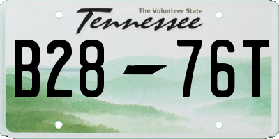 TN license plate B2876T