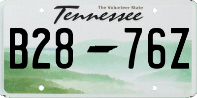 TN license plate B2876Z