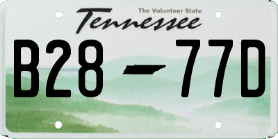 TN license plate B2877D