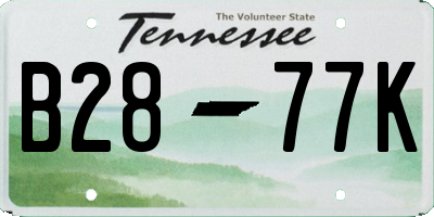 TN license plate B2877K