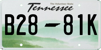 TN license plate B2881K