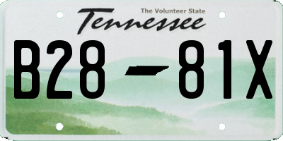 TN license plate B2881X