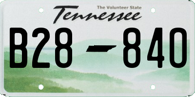 TN license plate B2884O