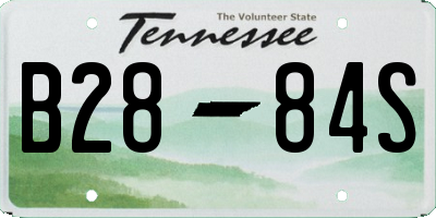 TN license plate B2884S