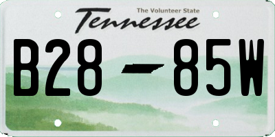 TN license plate B2885W