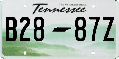 TN license plate B2887Z