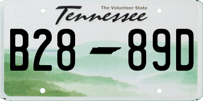 TN license plate B2889D