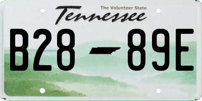 TN license plate B2889E