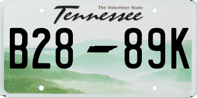 TN license plate B2889K