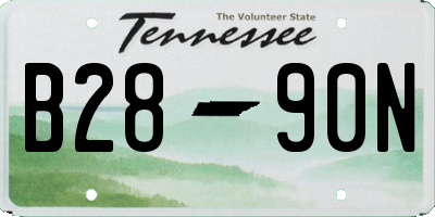 TN license plate B2890N