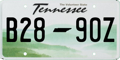TN license plate B2890Z