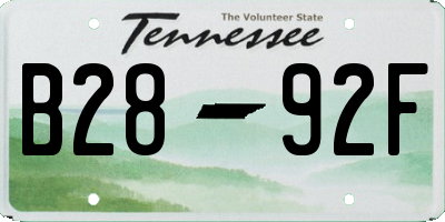 TN license plate B2892F