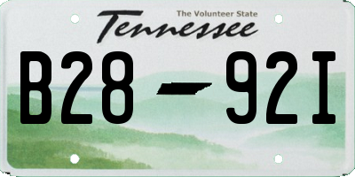 TN license plate B2892I