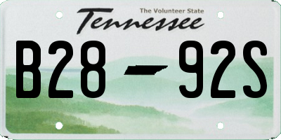 TN license plate B2892S