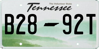 TN license plate B2892T