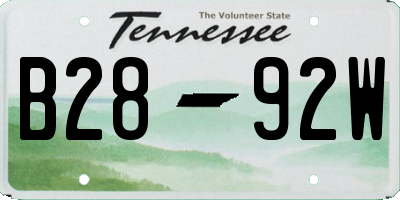 TN license plate B2892W
