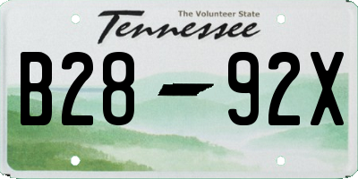 TN license plate B2892X