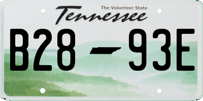 TN license plate B2893E