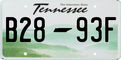 TN license plate B2893F
