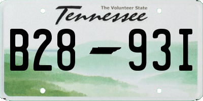 TN license plate B2893I