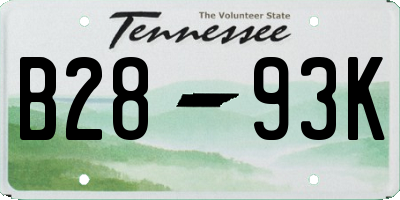 TN license plate B2893K