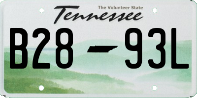 TN license plate B2893L