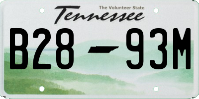 TN license plate B2893M