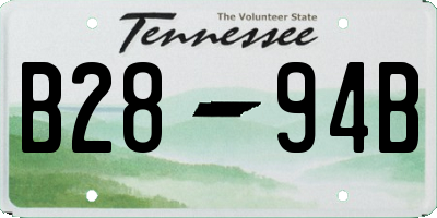 TN license plate B2894B