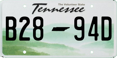 TN license plate B2894D