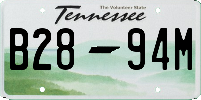 TN license plate B2894M