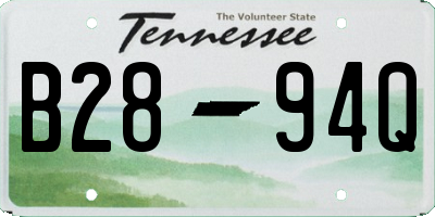 TN license plate B2894Q