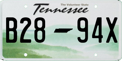 TN license plate B2894X