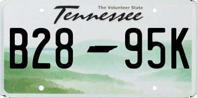 TN license plate B2895K