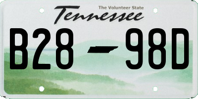 TN license plate B2898D
