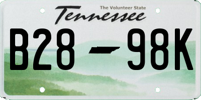 TN license plate B2898K