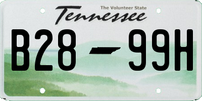 TN license plate B2899H