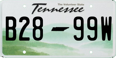 TN license plate B2899W
