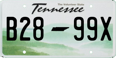TN license plate B2899X