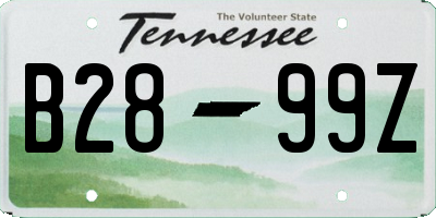 TN license plate B2899Z