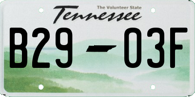 TN license plate B2903F