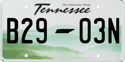 TN license plate B2903N